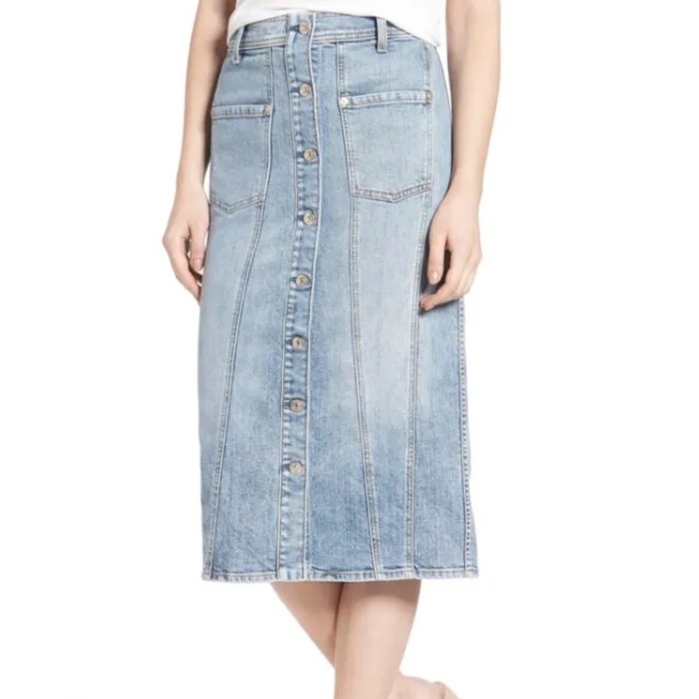 7 FOR ALL MANKIND Denim Button Up Jean Skirt Size 28